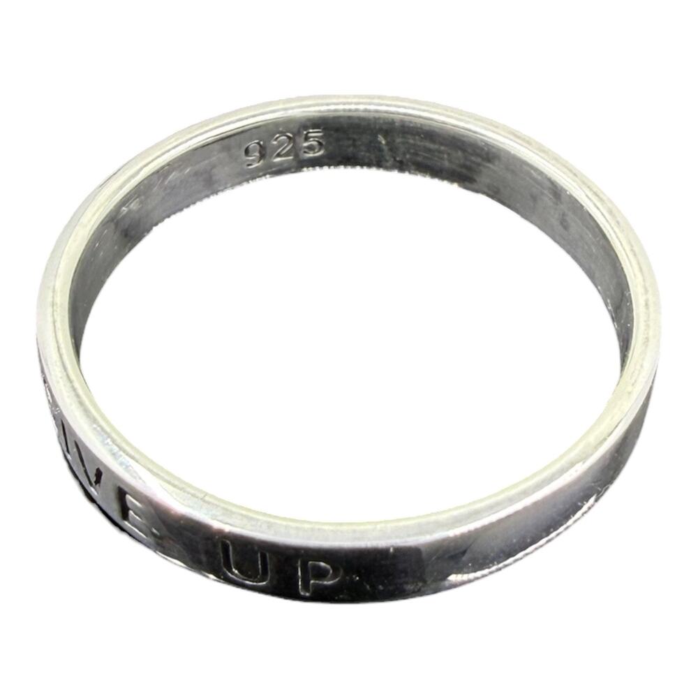 Never Give Up Ring Band 925 Sterling Silver Size 6 Stamped Quote Gift Boxed - Picture 3 of 4